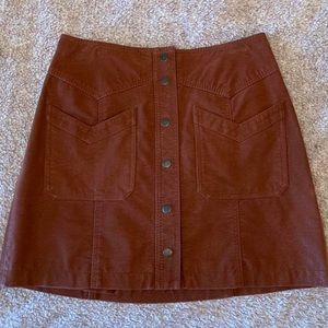 Free people suede brown button skirt